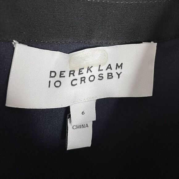 DEREK LAM 10 Crosby Dress Womens 6 Two Tier Cami Midi Silk Blue Midnight - Picture 12 of 14